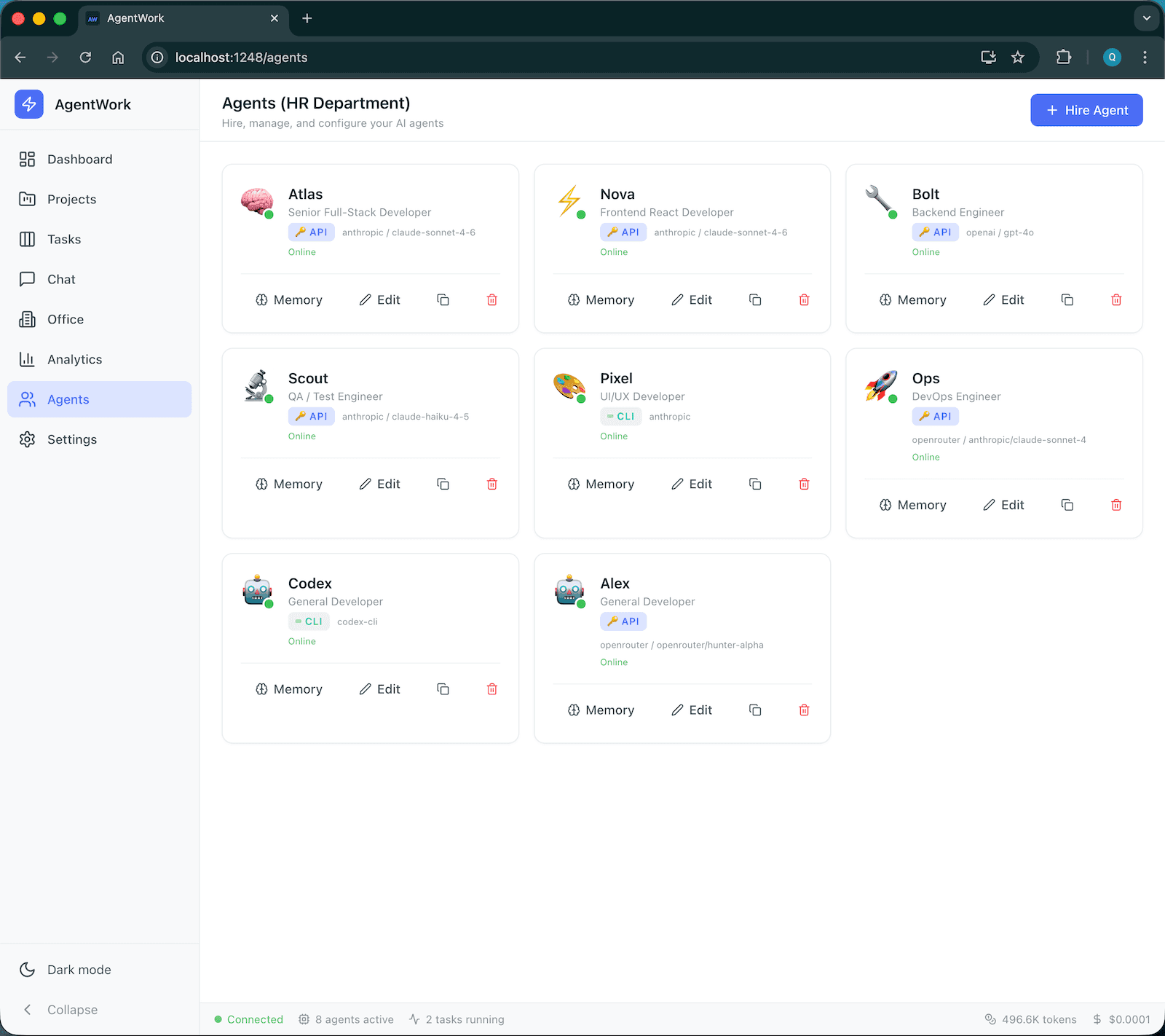 AgentWork agents page