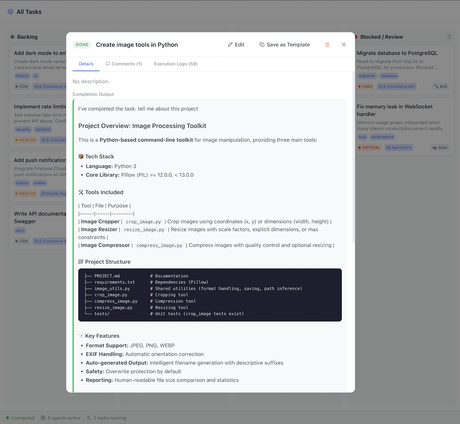 AgentWork task detail
